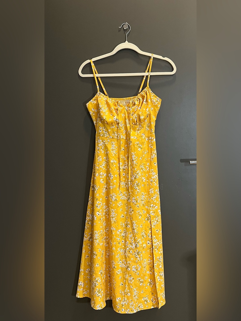 Yellow Floral Midi Dress